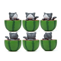 Nouveau Style mignon pastèque chaton modèle Miniature Figurine maison Table gâteau décoration