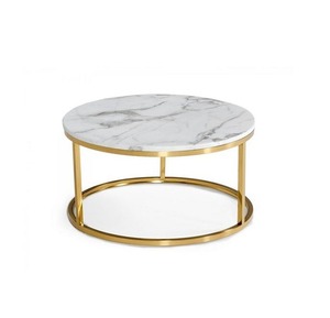 Nouveau dessus en marbre blanc pur et pieds dorés table d'appoint pièce unique pour la décoration de la maison de bureau pour la décoration du salon et du salon - Product Image 1