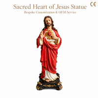 Statuette du Sacré-Cœur de Jésus en polyrésine peinte à la main, taille personnalisée, statue religieuse, décoration d'autel pour la maison ou l'église, décoration de Pâques, art