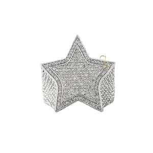 Nouveau dernier Design Bling Bling en forme d'étoile VVS Labgrown diamant glacé HipHop anneau pour hommes cadeau de noël