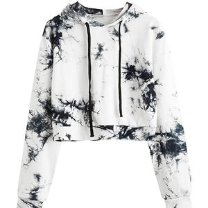 Más tamaño bajo MOQ mujeres moda Color sólido sudaderas con capucha Casual manga corta Crop Top sudaderas con capucha Otoño Invierno ropa de moda - Product Image 4