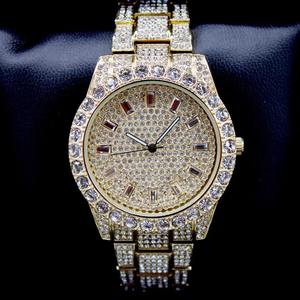 Reloj de pulsera de lujo para hombre, estilo hip hop, con diamantes CZ baguette, chapado en oro de 18k, oro blanco y oro rosa, joyería de moda. - Product Image 1