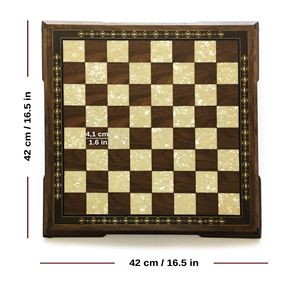 Échiquier en Noyer Massif avec Nacre 42 cm - 16,5 pouces - Product Image 2