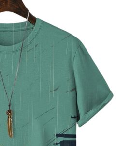 T-shirt personnalisé pour homme, imprimé graphique de chat vert, streetwear artistique, coton, manches courtes, décontracté, surdimensionné, scène nocturne urbaine, t-shirt tendance - Product Image 2