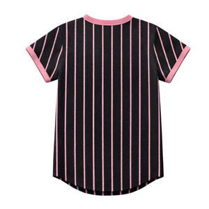 Jersey de Béisbol Negro para Hermandad Universitaria, Jersey Informal y Elegante para Mujeres de Hermandad Griega en Rosa y Verde - Product Image 4