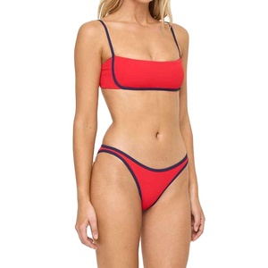 New Custom Women's 2 Piece <b>Bikini</b> <b>Set</b> <b>Push</b> <b>Up</b> Bra Front Logo Red Swimwear Breathable Quick Dry Eco Friendly Women <b>Bikini</b> <b>Set</b> - Product Image 2