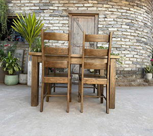 Table à manger rustique en bois antique de style campagnard français, table de ferme vintage en bois massif pour ferme, hôtel ou usage extérieur, Vietnam - Product Image 4