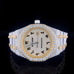 Montre numérique unisexe avec fermoir pliant, cadran en verre en acier inoxydable, moissanite et diamant, clarté VVS, style professionnel - Product Image 5