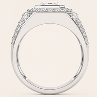 Bague de déclaration de luxe pour homme en or massif 10K avec diamant de laboratoire taille émeraude 3 carats, halo tendance, certifiée IGI, bijoux fins personnalisés