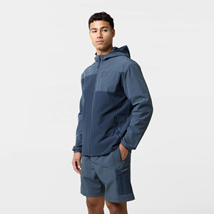 Men Hooded Windbreaker Tracksuit Set Breathable Quick Dry Sporty Lightweight Polyester Winter Outdoor <b>Nylon</b> <b>Shorts</b> - Product Image 3