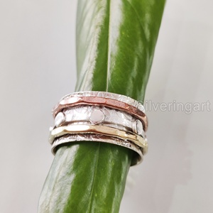 Diseñador Spinner Band anillo bohemio 925 plata esterlina mujer pulgar anillo Fidget joyería hecha a mano fiesta Yoga hombres Spinner anillo - Product Image 2