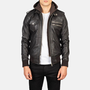Nouveautés, créez votre propre veste en cuir tendance, veste en cuir pour homme de haute qualité, sweat à capuche marron - Product Image 6
