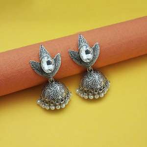 ต่างหูระย้าแฟชั่น jhumki ชุบโรเดียม1311548 kriaa - Product Image 1