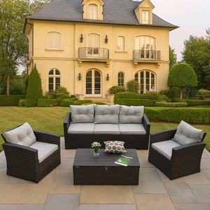 Weather Resistant PE Rattan Outdoor Sofa Set Modern Wicker Garden Furniture Aluminum Frame Coffee Table Waterproof Living Room - Product Image 4