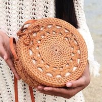 Tas Pantai Rotan Mewah Wanita Grosir, Lapisan Katun, Gaya Vintage, Bahan PC, Rantai Pita, Kancing Rumbai, Dapat Disesuaikan