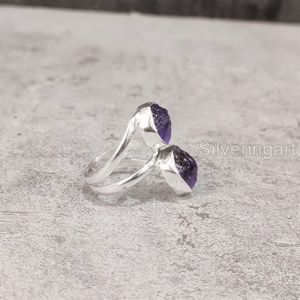 Bijoux en pierre brute Bague pour femme Améthyste naturelle Pierre précieuse brute Février Pierre de naissance Anniversaire Bijoux Bague en argent sterling 925 - Product Image 4