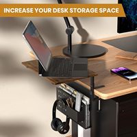 Organisateur d'extension de bureau, accessoires, étagère robuste de 20 lb, sans perçage, rangement sous le bureau, support pour ordinateur portable, organisateurs d'espace de travail, montage