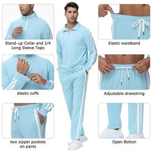 Super caliente de los hombres Casual de manga larga Slim Fit chándal de invierno 100% poliéster transpirable con cuello con capucha y logotipo personalizado - Product Image 3