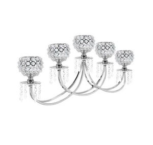 Bougeoirs bougeoirs de luxe avec perles de cristal élégants pour table à manger basse et décoration intérieure - Product Image 1