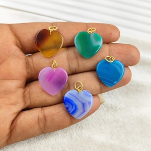 Pendentif et boucle d'oreille en agate verte en forme de coeur en argent sterling 925 vermeil pour enfants - Product Image 5