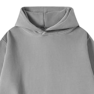 Sweat à capuche gris uni pour hommes, streetwear surdimensionné, sweat-shirt en coton épais, à épaules tombantes, à logo personnalisé - Product Image 5