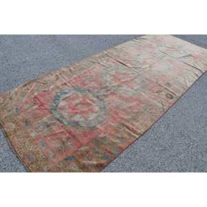 Alfombra turca Vintage de 4 pies, 7 pulgadas x 11 pies y 8 pulgadas, diseño de retales rojo y azul, tejido plano, respaldo de látex de lana para decoraciones de sala de estar - Product Image 2