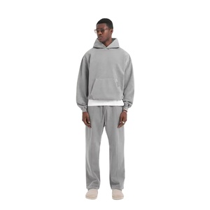 SuperbLogo personalizado chándal francés Terry Sudadera con capucha conjunto de hombres en blanco de peso pesado grueso de lana de algodón de gran tamaño chándales Unisex - Product Image 2
