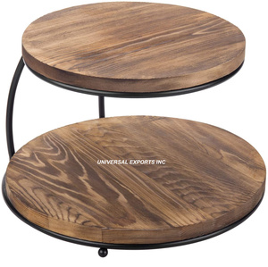 Support à gâteau en bois de créateur fini personnalisé Support à chocolat rond de luxe à deux niveaux Support à chocolat classique et élégant - Product Image 5