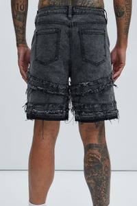 Pantalones cortos de mezclilla deshilachados lavados negros personalizados para hombre con bolsillo de parche tipos casuales deshilachados para salidas de verano informales - Product Image 4