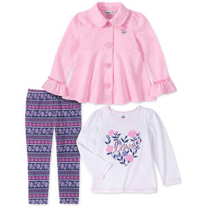 Kids Headquarters Set da 3 pezzi per bambine. Set di 2 Pezzi: Giacca in Pile Floreale e Leggings Stampati, Taglia 2T per 8 Anni, Casual - Product Image 1