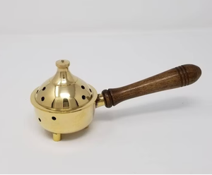 Polish Brass Incense <b>Burner</b> Wood Knob Top And Wooden Handle Portable Eco Friendly Luxury Incense <b>Burner</b> Competitive Price - Product Image 3