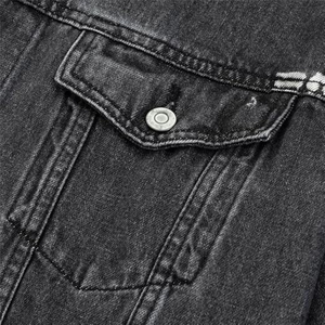 Dernières vestes d'hiver en jean PU au design vintage avec logo personnalisé Jeans à manches longues de couleur claire et à motif uni pour hommes - Product Image 5