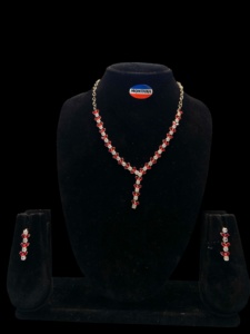 Juego de collar y aretes AD Vintage de acero inoxidable con diamantes brillantes para mujer, joyería nupcial con acabado pulido - Product Image 5