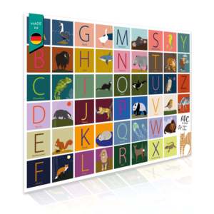Tapis de bureau ABC pour enfants 60x40 cm, tapis de jeu avec animaux assortis à chaque lettre - Product Image 1