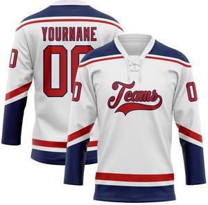 Jersey de Hockey sobre Hielo con Cuello de Encaje, Sublimado Personalizado, Fabricante al por Mayor, Jersey de Hockey sobre Hielo con Cuello de Encaje, Uniforme Transpirable de Poliéster - Product Image 1