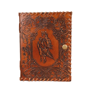 Journal en cuir personnalisé, carnet fait main sur mesure, agenda en cuir gaufré cheval, cadeau équestre pour lui et elle - Product Image 1