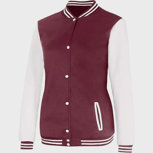 <b>Men</b>’s and Women Premium Maroon Varsity <b>Jacket</b> Classic Athletic Letterman with Contrast <b>White</b> Sleeves - Product Image 6