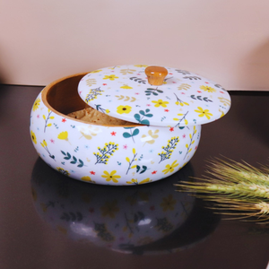 Casserole ronde en bois artistique avec impression en émail pour table à manger élégante Tradebyd - Product Image 2