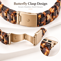 Bracelet de remplacement pour montre connectée en résine écaille de tortue et acier inoxydable, avec fermoir papillon réglable, pour la vente en gros et l'OEM