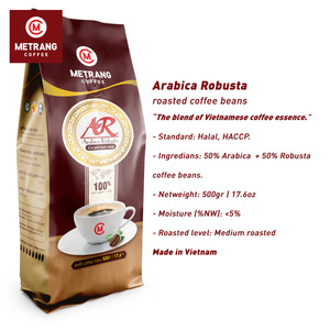 Granos de café tostados OEM con logotipo personalizado grano entero Arábica Robusta tostado medio empaquetado en bolsa con sabor suave - Product Image 2