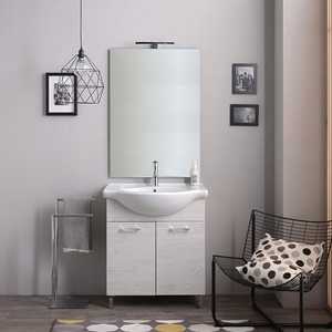 75cm White Oak with Wood Effect <b>Floor</b>-Standing Bathroom Cabinet with <b>Mirror</b> and Ravenna Lamp Bathroom Sets - Product Image 2