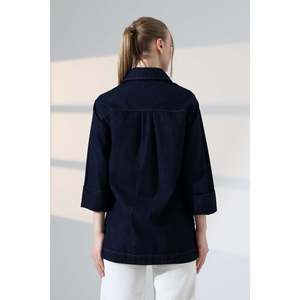 Camisa Oversize con Botones 6262 - Estilo Slap Azul Marino - Product Image 4