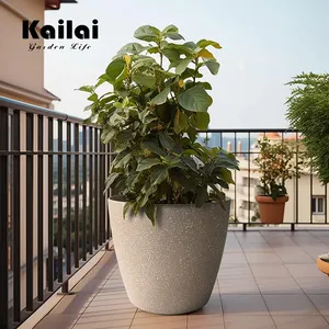 Kailai Indoor Outdoor Large Resin Concrete Effect Recycled Plastic Self Watering Garden Flower Planter Pot For Plants