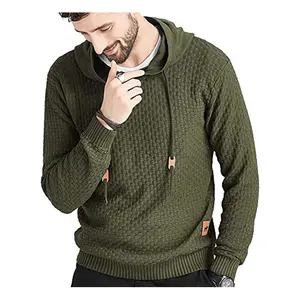 Men Hooded Sweatshirt Long Sleeve Solid Knitted Hoodie Pullover Sweater quality organic cotton hoodies over sized hoodie