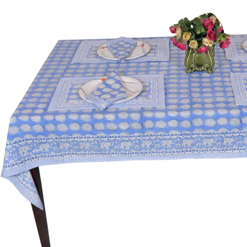 Sky Sun Indian Handmade Block Print Cotton Block Printed Table Linen Rectangular table cloth dining table linen