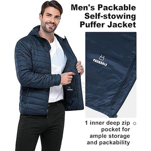 Fabricant OEM Vestes légères à capuche pour hommes Manteau chaud et résistant à l'eau avec conception personnalisée, sérigraphie - Product Image 2