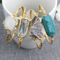 Bracelets intelligents faits main en argent 925 plaqué platine certifiés IGI, avec cristaux Druzy mélangés, sertissage clos de 15 à 20 mm en forme de goutte d'eau