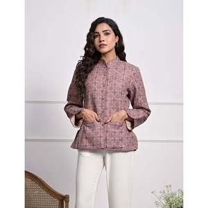 Veste d'hiver réversible en soie imprimée pour femmes - Product Image 3