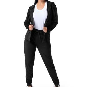 Nuevo diseño de alta calidad para mujer, chándales informales de terciopelo, sudadera con cremallera de 2 piezas de invierno, patrón transpirable y sólido para adultos - Product Image 6