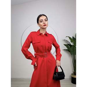 1012 Comfortable Straight Silhouette Pocketed <b>Tie</b>-Up Dress - Product Image 2